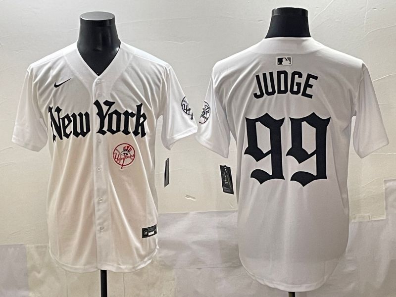 Men 2025 New York Yankees 99 Judge White Five generations Joint Name Nike MLB Jersey style 17